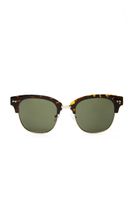 Half-Rim Tortoiseshell Sunglasses in Gold/Olive