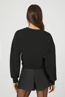 Women's Rhinestone-Trim V-Neck Sweater Black