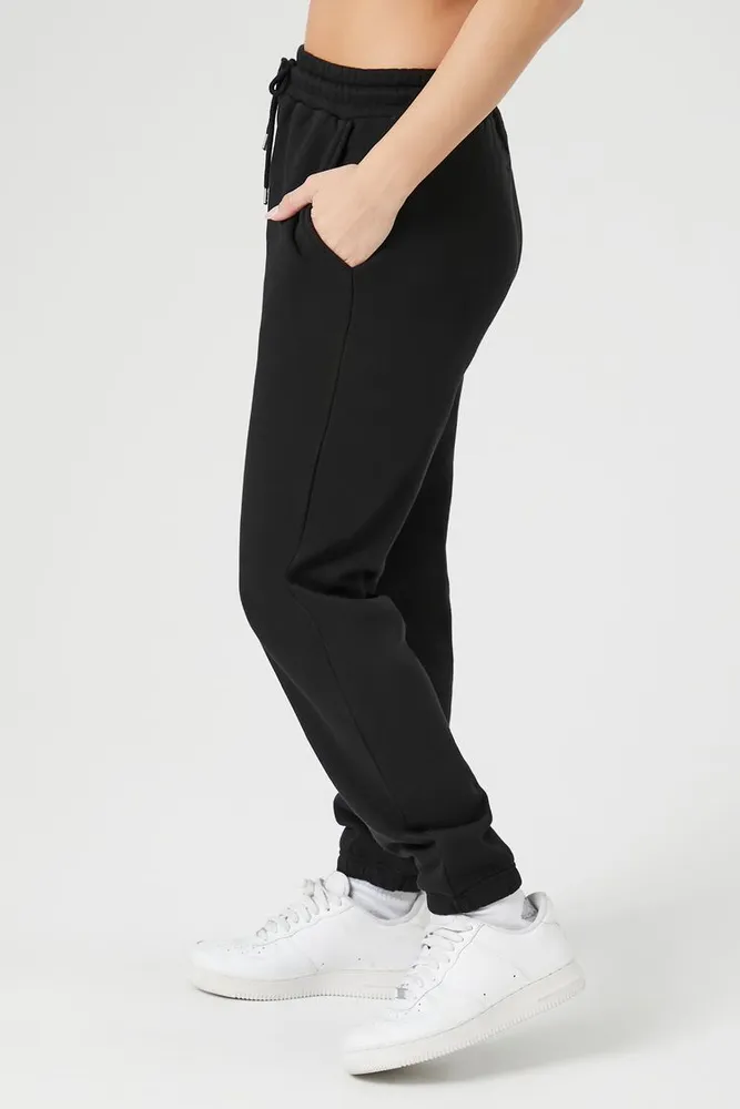 Women's Fleece Drawstring Joggers in Black Medium