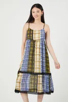 Women's Reworked Plaid Midi Dress in Blue Medium