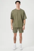 Men Mineral Wash Crew T-Shirt in Light Olive Small