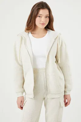 Women's Fleece Zip-Up Hoodie in Oatmeal Medium