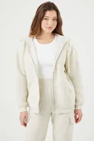 Women's Fleece Zip-Up Hoodie in Oatmeal, XL