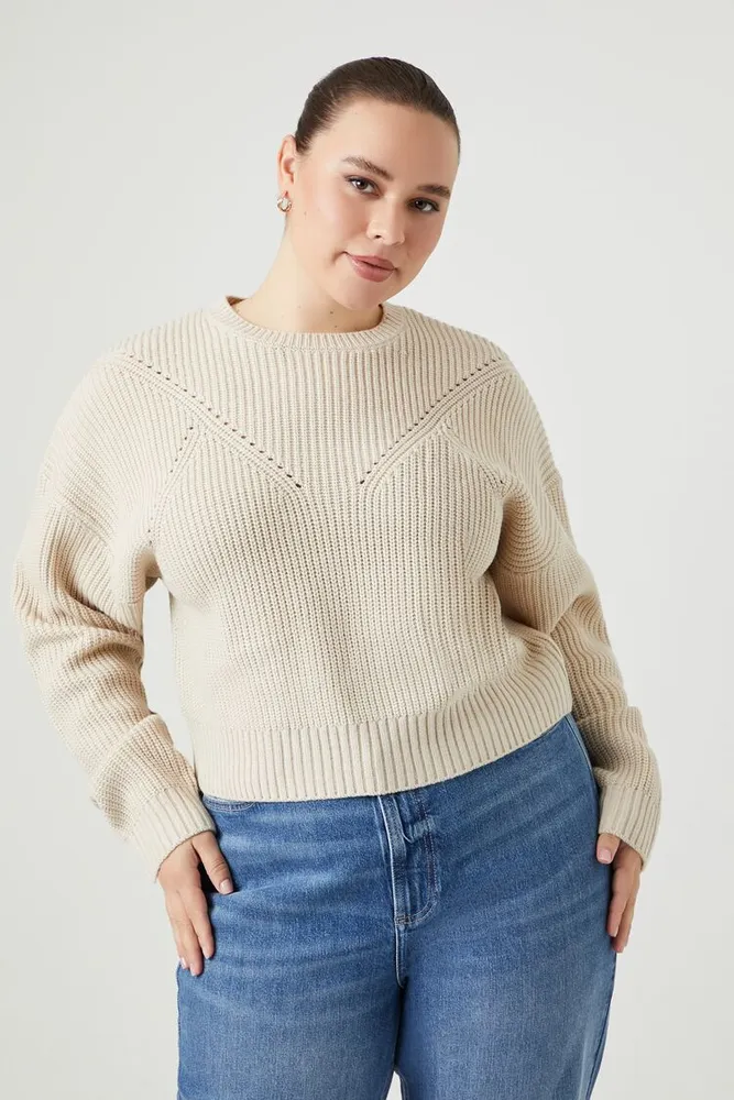 Women's Ribbed Knit Sweater in Birch, 1X