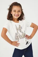 Kids Def Leppard Distressed Graphic T-Shirt (Girls + Boys) Cream,