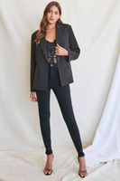 Women's Notched-Lapel Single-Breasted Blazer in Black Small