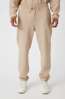 Men Ribbed-Trim Drawstring Sweatpants in Taupe Medium