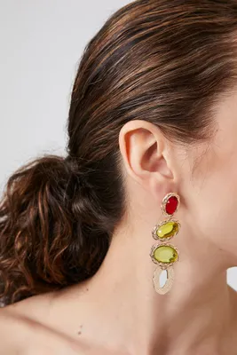 Women's Tiered Faux Gem Drop Earrings in Gold