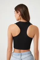 Women's Racerback Cropped Tank Top in Black Large