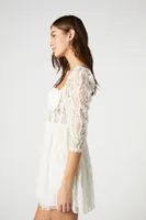 Women's Lace Fit & Flare Mini Dress in Vanilla Small