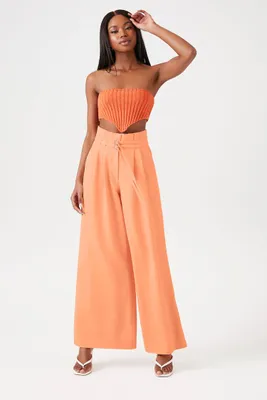 Women's Paperbag Wide-Leg Pants in Apricot Medium