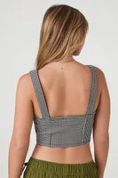 Women's Gingham Bustier Crop Top in Black/White Medium