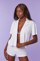 Women's Juicy Couture Terry Cloth Shirt in White Small