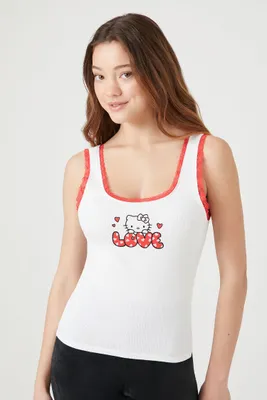 Women's Hello Kitty Love Graphic Tank Top in White Large