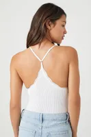 Women's Seamless Ribbed Racerback Bodysuit in White Medium