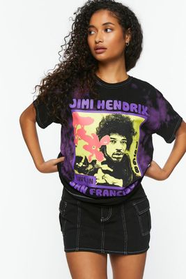 Women's Jimi Hendrix Tie-Dye Graphic T-Shirt in Black Medium