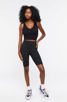 Women's Ribbed Knit Biker Shorts in Black, XS