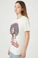 Women's Oversized Diana Ross Graphic T-Shirt in Cream, Size S/M