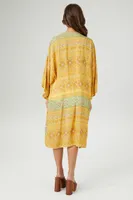 Women's Ornate Print Kimono in Golden Haze Large