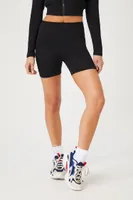 Women's Active Seamless Textured Biker Shorts in Black Small