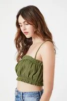 Women's Ruffle-Trim Cropped Cami Olive