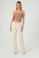Women's Ribbed Knit Cropped Cami in Cocoa, XS