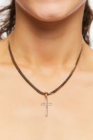 Women's Cross Pendant Snake Chain Necklace in Gold