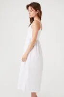 Women's One-Shoulder Babydoll Midi Dress in White Large