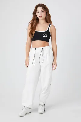 Women's Toggle Drawstring Poplin Joggers in Ivory Large