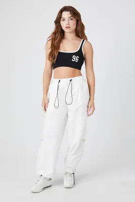 Women's Toggle Drawstring Poplin Joggers in Ivory Small