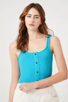 Women's Ribbed Sweater-Knit Tank Top in Maui Blue Large