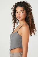 Women's Sweetheart V-Hem Crop Top in Grey Small