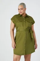 Women's Mini Shirt Dress in Olive, 0X