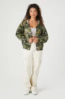 Women's Twill Camo Print Hooded Jacket