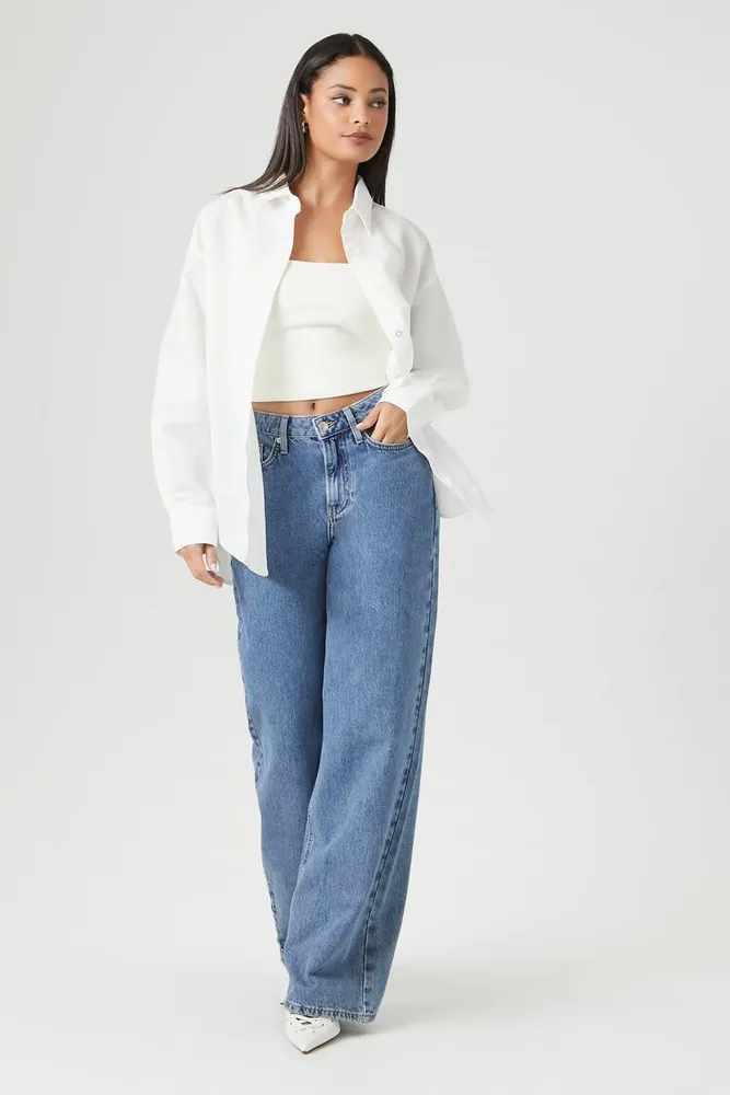 Women's Oversized Drop-Sleeve Shirt in White Medium