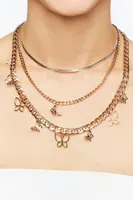 Women's Cutout Butterfly Layered Necklace in Gold