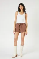 Women's Tie-Waist Paperbag Shorts in Mushroom Large