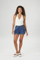 Women's Retro High-Rise Denim Shorts in Dark Denim Medium