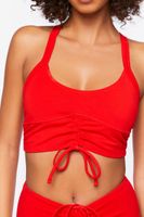 Women's Ruched Drawstring Sports Bra in High Risk Red Medium