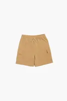 Kids Fleece Cargo Shorts (Girls + Boys) in Khaki, 13/14