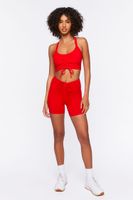 Women's Active Ruched Drawstring Biker Shorts in High Risk Red Small