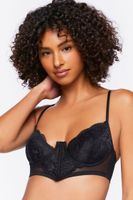 Women's V-Hem Lace Underwire Bra in Black Small