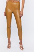 Women's Faux Leather Ankle Pants in Almond Small