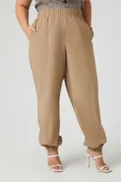 Women's Mid-Rise Pocket Joggers in Brown/White, 1X