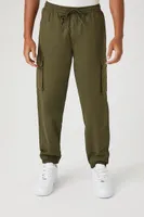 Men Drawstring Cargo Joggers in Olive, XL