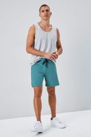 Men Lace-Up Contrast-Trim Swim Trunks in Green/Black Large