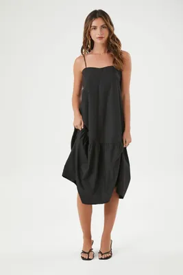 Women's Tiered Cami Midi Dress in Black, XL
