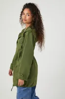 Women's Hooded Utility Jacket in Olive, XS