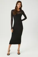 Women's Mesh Bodycon Midi Dress Black