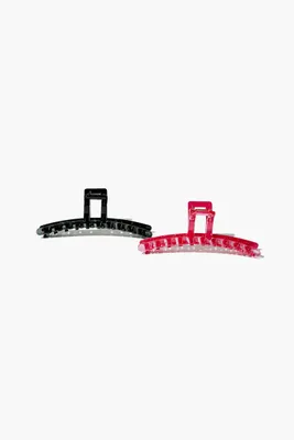 Hair Claw Clip Set in Black/Pink